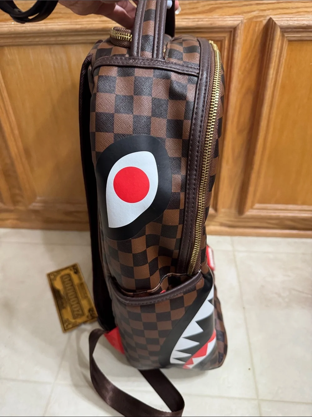 Sprayground “Sharks in Paris” Brown Checkered Backpack